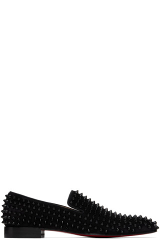 Christian Louboutin Black Dandelion Spikes Smoking Slippers Size