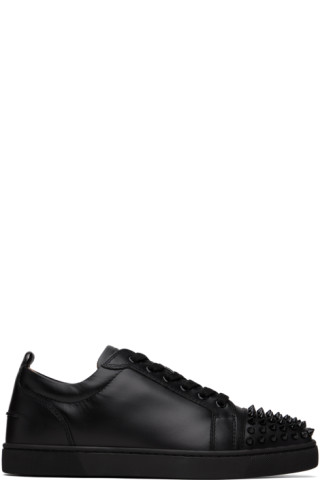 Christian Louboutin Louis Junior Spikes Black Calf Leather Sneaker  Men's