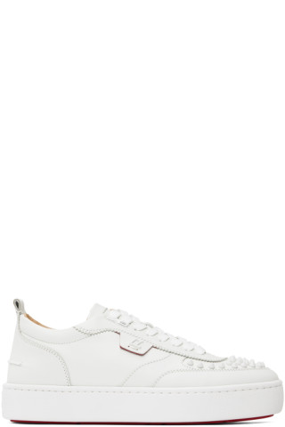 Christian Louboutin Outlet: Happyrui Spikes leather sneakers - White