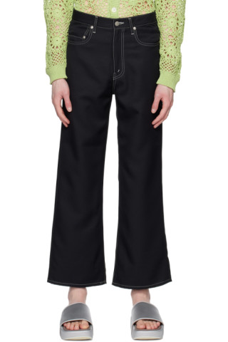 Black Loose-Fit Trousers by JieDa on Sale