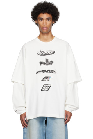 AMBUSH - White Mix Long Sleeve T-Shirt