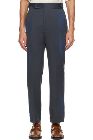 니들스 블루 그레이 자카드 트라우저