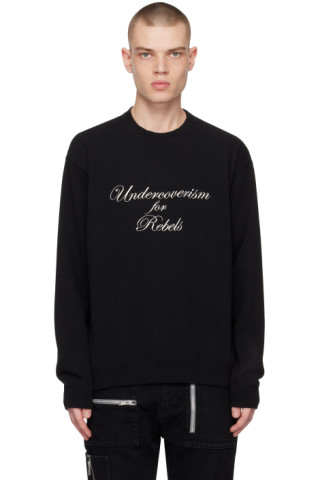 Undercoverism: Black Embroidered Sweatshirt | SSENSE