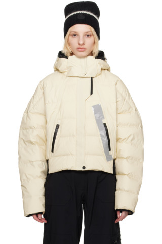 Beige Detachable Hood Down Jacket by Templa on Sale