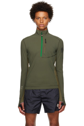 【関税込み】Moncler Grenoble グリーン ハーフジップ トップス 231826M202000_1.jpg