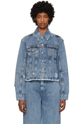 Blue Short Denim Jacket by Han Kjobenhavn on Sale