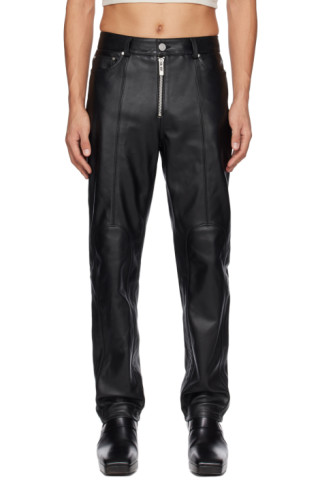 Han Kjobenhavn: Black Cutline Zip Leather Pants | SSENSE