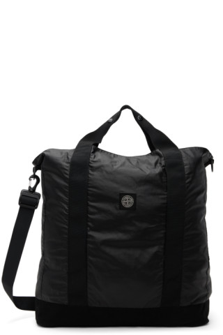 Stone Island: Black 91470 Mussola Gommata Tote | SSENSE