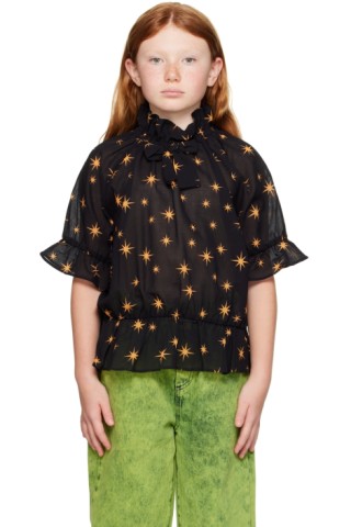 키즈 블랙 스타 블라우스