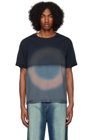 Navy Lapped T-Shirt by Eckhaus Latta on Sale