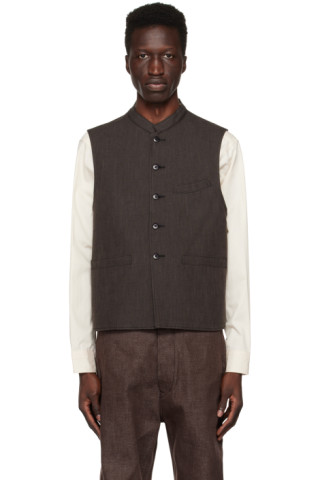 Taiga Takahashi: Gray Stand Collar Vest | SSENSE Canada