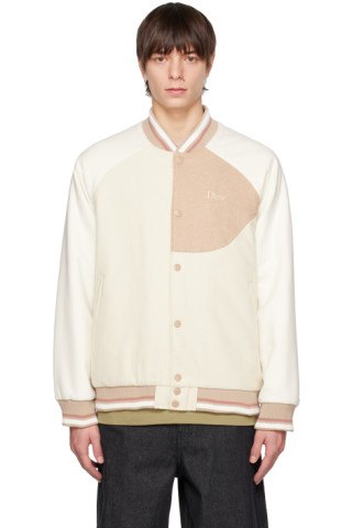 Beige Letterman Bomber by Dime on Sale