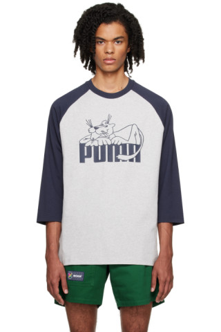 Gray & Blue Puma Edition Long Sleeve T-Shirt by Noah on Sale