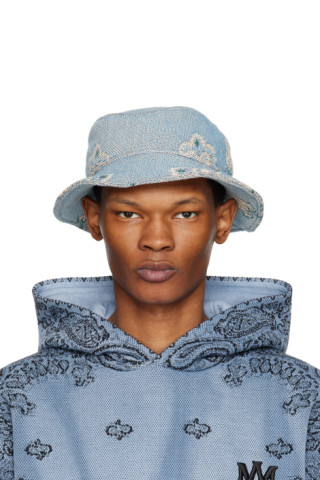 AMIRI: Blue Paisley M.A. Blanket Bucket Hat | SSENSE