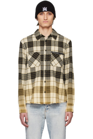 Beige & Black Check Shirt by AMIRI on Sale