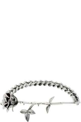 Enfants Riches Déprimés: Silver Rose & Chain Bracelet | SSENSE