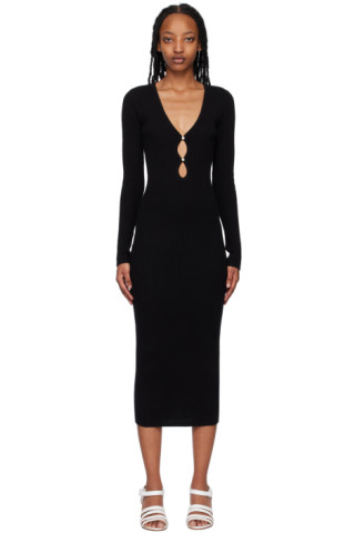 Reformation: Black Parini Midi Dress | SSENSE