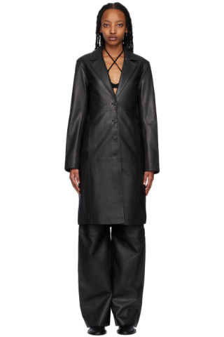 Reformation: Black Veda Crosby 90s Leather Jacket | SSENSE