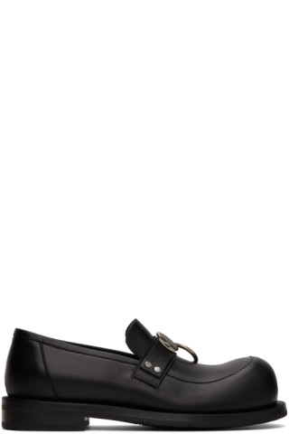 Martine Rose: Black Bulb Toe Ring Loafers | SSENSE