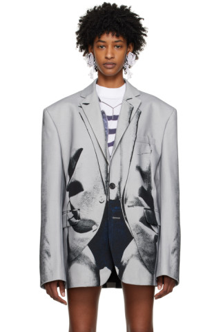 Gray Jean-Paul Gaultier Edition Trompe L'Oeil Janty Blazer by Y