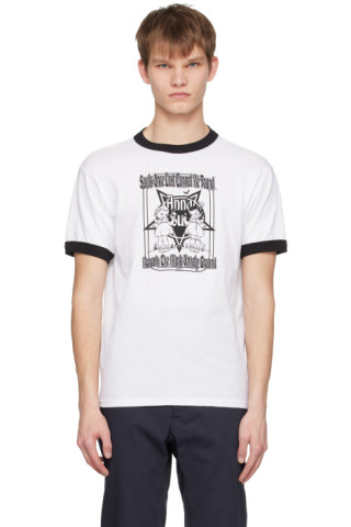 SSENSE Exclusive White & Black 'Unholy Ground' T-Shirt by Anna Sui on Sale