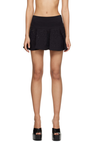 ワンピース BLUMARINE Women Mid Skirts 4A022A 42609 N0990 NERO Black Black Rhinestone Miniskirt by Blumarine on Sale