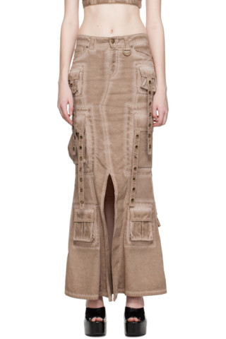 【関税込み】Blumarine ブラウン ポケット マキシスカート Blumarineのブラウン ベローズポケット マキシスカートがセール中