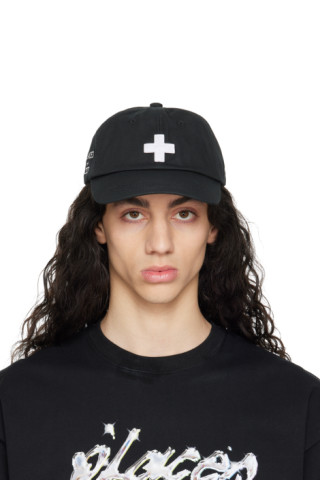 PLACES+FACES: Black Appliqué Cap | SSENSE