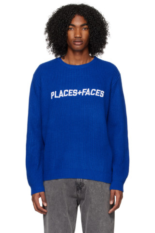 PLACES+FACES: Blue Heavy Sweater | SSENSE
