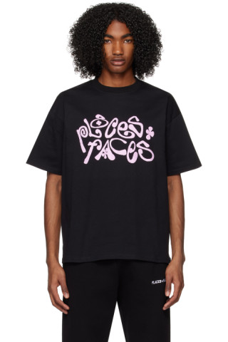 PLACES+FACES: Black Printed T-Shirt | SSENSE