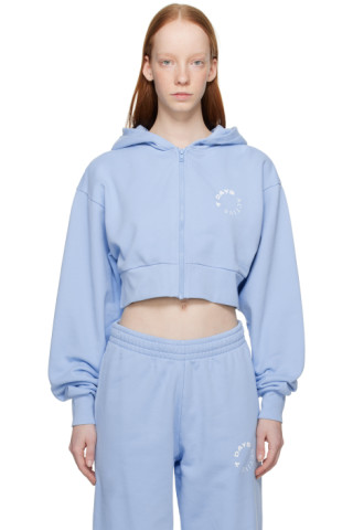 7 DAYS Active: Blue Cropped Hoodie | SSENSE