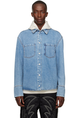 Bally: Blue Faded Denim Shirt | SSENSE