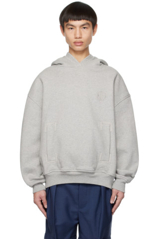 Gray Embroidered Hoodie by Bally on Sale