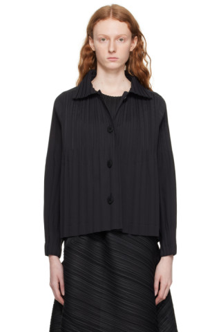 Pleats Please Issey Miyake: Black Smooth Jacket | SSENSE