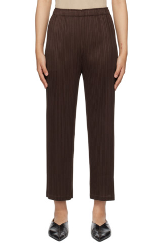 Pleats Please Issey Miyake: Brown Forward 2 Trousers | SSENSE