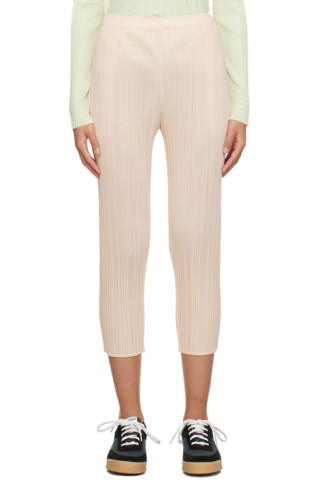 Beige Monthly Colors February Trousers by PLEATS PLEASE ISSEY