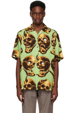 WACKO MARIA: Green 56 Tattoo Studio Edition Graphic Shirt | SSENSE