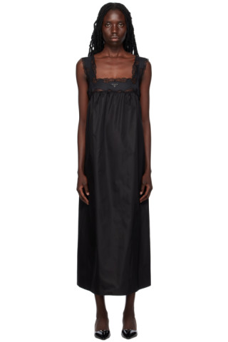 Prada: Black Re-Nylon Maxi Dress | SSENSE Canada