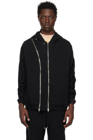 VEIN: Black Double Zip Hoodie | SSENSE