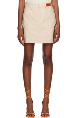 【関税込み】Heron Preston ホワイト カットアウト ミニスカート 231967F090000_1.jpg