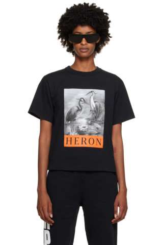 Black 'Heron' T-Shirt by Heron Preston on Sale