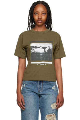 Tシャツ/カットソー(半袖/袖なし)HERON PRESTON グラフィックTシャツ DARK OLIVE