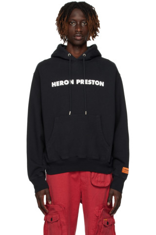 Black 'This Is Not' Hoodie by Heron Preston on Sale