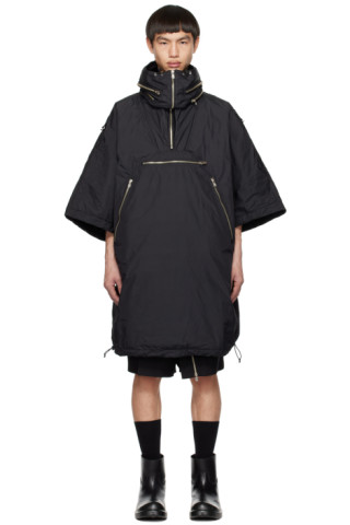 Black Accordion Hood Coat by TAKAHIROMIYASHITA TheSoloist. on Sale