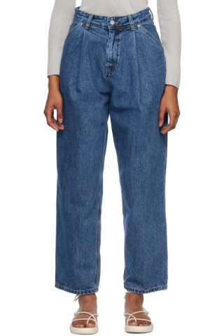 Blue Structured Jeans by Youth on Sale