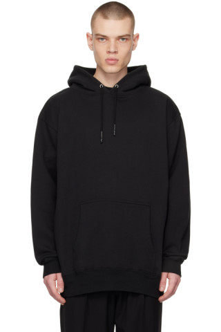 N.Hoolywood: Black Embroidered Hoodie | SSENSE