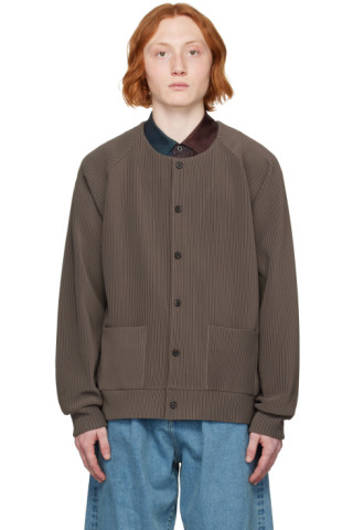 stein - Brown Gradation Pleats Cardigan