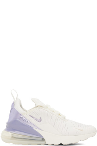 Nike: White & Purple Air Max 270 Sneakers