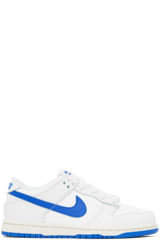Kids White & Blue Dunk Low Little Kids Sneakers by Nike | SSENSE