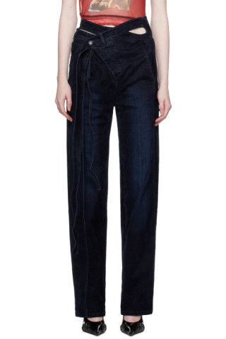 デニム・ジーパン OTTOLINGER Women Denim Pants 24A1170804221 BLU NAVY Navy Wrap Jeans by Ottolinger on Sale
